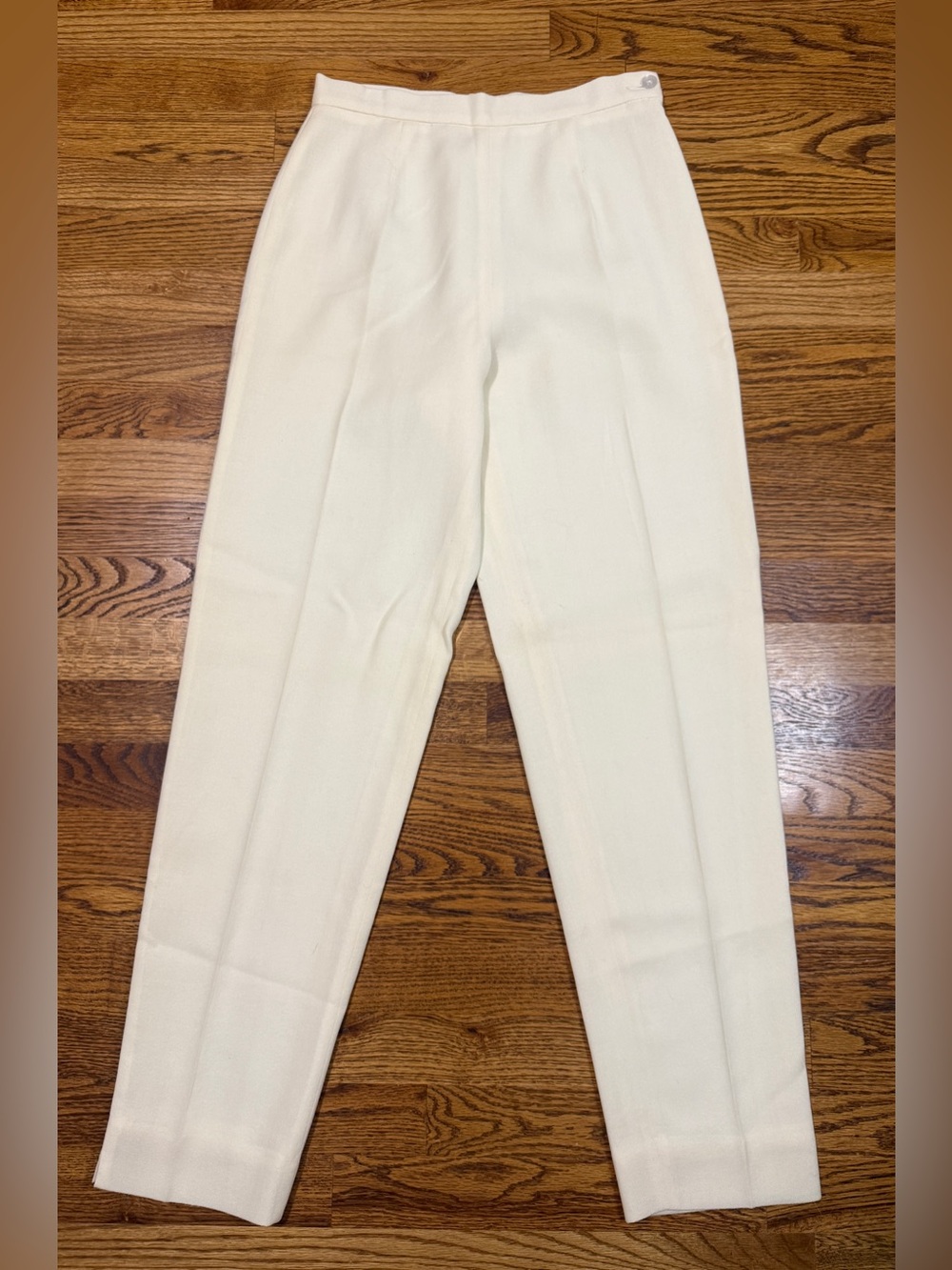 Hugo Buscati Luxury Wool Dress Pants Ivory Cream Trousers High Rise Women Sz 6
